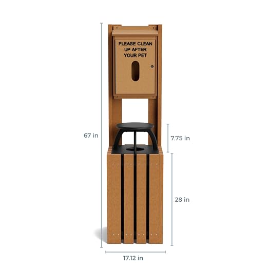 Pet Waste Station for Dog Parks, Trails & Public Spaces | Made of Highly Durable Recycled Wood | Weatherproof with Lock Box and Rain Cover - Cedar