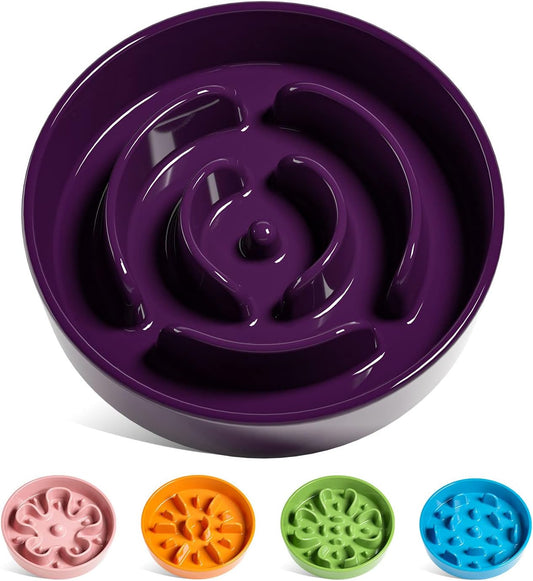 LE TAUCI Dog Bowls Slow Feeder Ceramic, 1.5 Cup Slow Feeding Bowl for Small and Medium Breed, Puzzle Dog Food Bowl for Fast Eater, Maze Purple