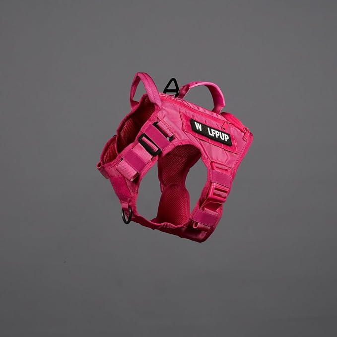 WOLFpak Tactical Dog Vest Harness No Pull Breathable (Neon Pink, Large) | Dual Grab Handles, 1000D Nylon, Four-Point Adjustment, MOLLE Attachment Panels, Three Storage Pockets, Metal Alloy Buckles