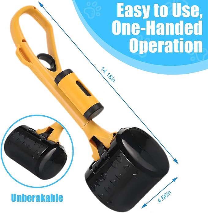 Pooper Scooper for Large Medium & Small Dogs Heavy Duty, 14.18“Long Handled Dog Poop Scooper for Grass,Durable Dog Poop Pick Up Tool, Poop Grabber with 2 Dog Poop Bags 1 Dispenser Poop Scoop，