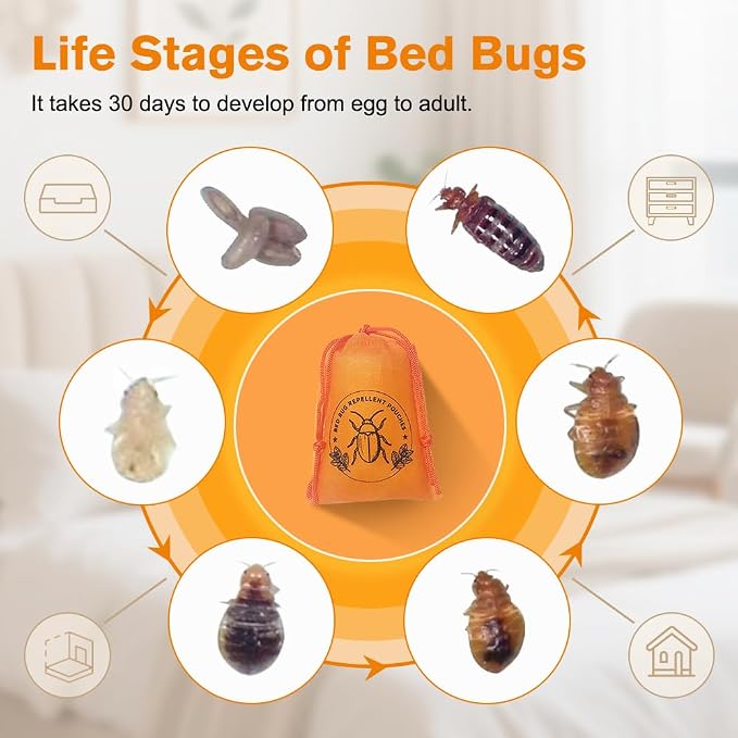 15 Pack Powerful Bed Bug Repellent Pouches, Natural Bed Bug Deterrent Safe for Kids & Pets, Mess-Free Alternative to Bed Bug Spray & Bed Bug Killer for Indoor Home Use, 30 Days Long-Lasting Protection