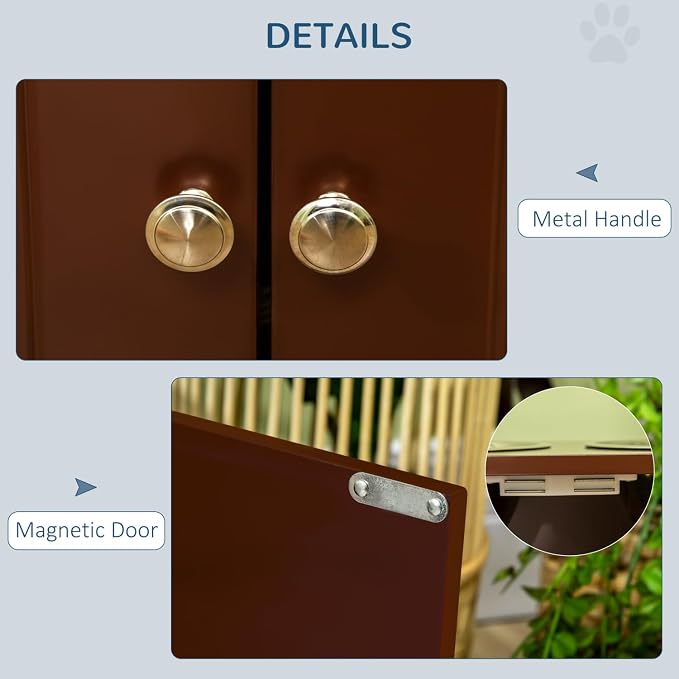 Large Elevated Dog Bowls with Storage Cabinet Containing 44L Capacity, Raised Bowl Stand Pet Food Feeding Station, Brown, Easy-Install