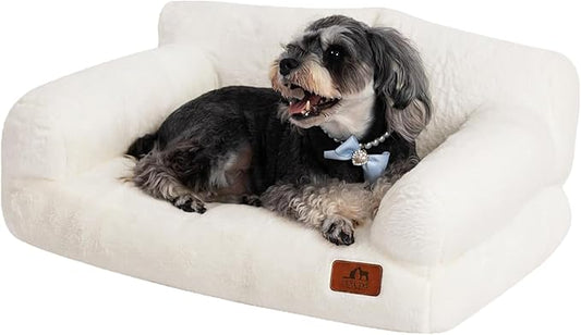 Hollypet Small Dog Large Cat Bed Puppy Couch Beds for Pets up to 25 lbs | Fluffy Dog Cat Couch Plush Soft Warming Pets Beds with Machine Washable Cover and Non-Slip Bottom