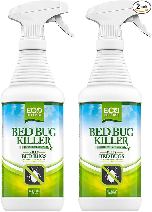 Eco Defense Bed Bug Killer - Bed Bug Spray & Dust Mite Spray - Natural Treatment - 16 Oz (Pack of 2)