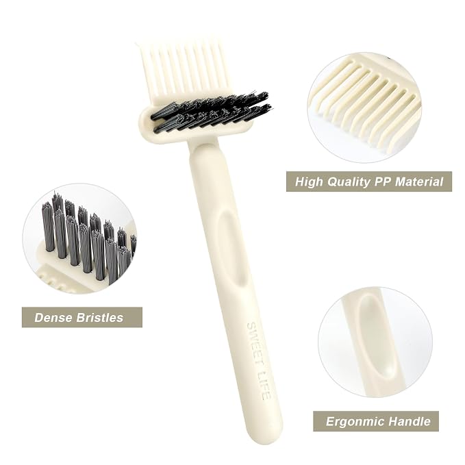 Hair Brush Comb Cleaning Tool Comb,2-in-1 Hair Brush Cleaner Tool, Portable Remover Rake for Removing Hair Dust, Home and Salon Use (White)