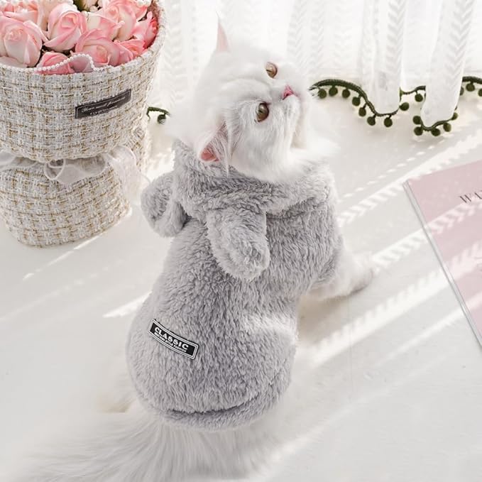 Selena Cat Bunny Ears Costume Cute Dog Kitten Hoodies Sweater Rabbit Ears Puppy Pet Apparel (X-Large,Gray)