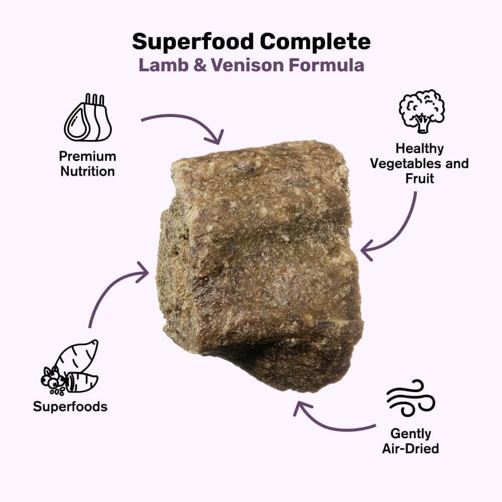 BADLANDS RANCH by Katherine Heigl- Superfood Complete, Air-Dried Adult Dog Food - High Protein, Zero Fillers, Superfood Nutrition (64 Ounce (Pack of 4), Lamb & Venison)