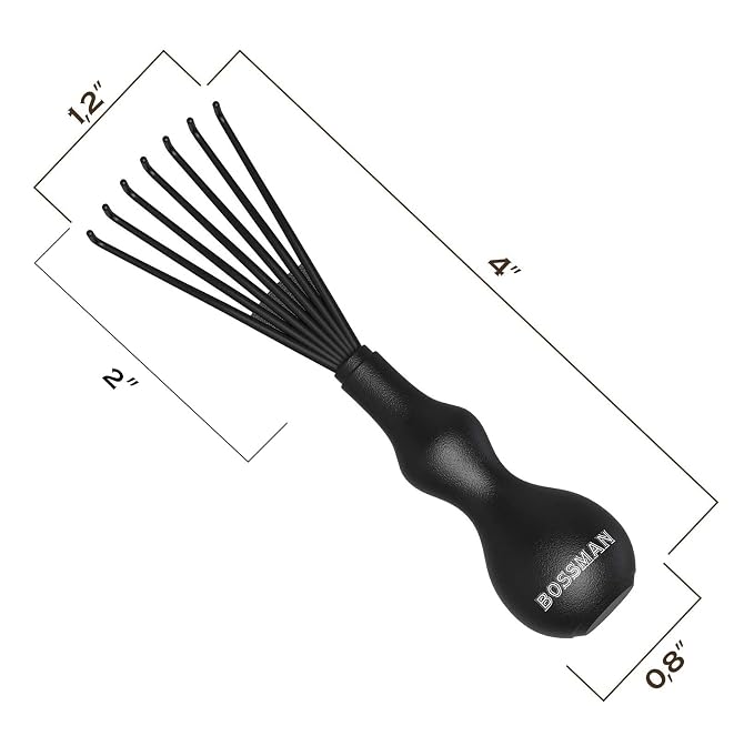 Bossman THE CLAW Hair Brush Cleaner Tool (3-Inch) – Black Cleaning Rake for Boar Bristle, Wave & Plastic Brushes and Combs – Pet Brush Cleaner