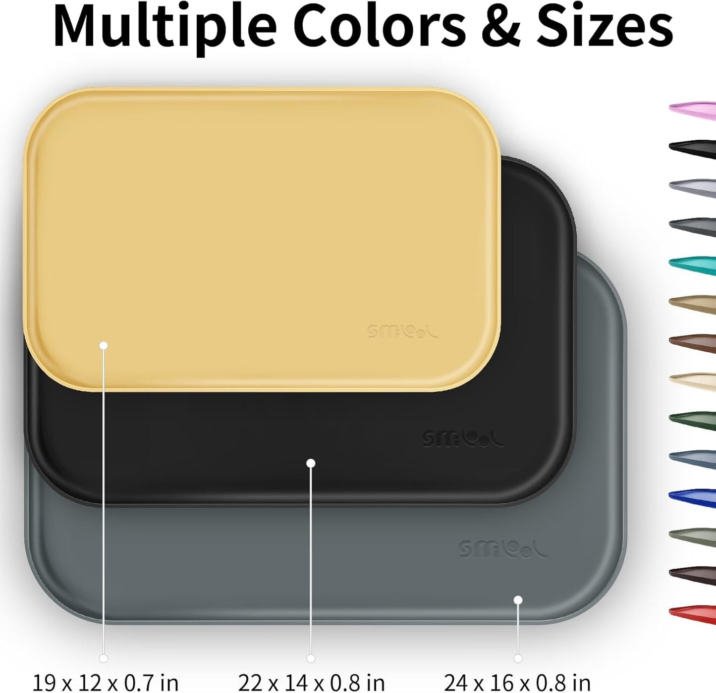 Silicone Pet Feeding Mat with Raised Edge for Food and Water, Dog Bowl Mats, Cat Bowls Placemat with High Lip for Floor Waterproof, Rubber Tray for Cats and Dogs 22 x 14 x0.8 Slate Blue