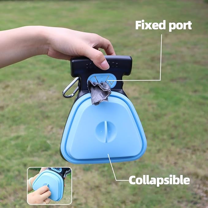Dog Pooper Scooper with Waste Bag Dispenser – Small Size, Portable, Lightweight, One-Hand Operation, Leak-Proof, Durable Pet Waste Scooper (Blue)