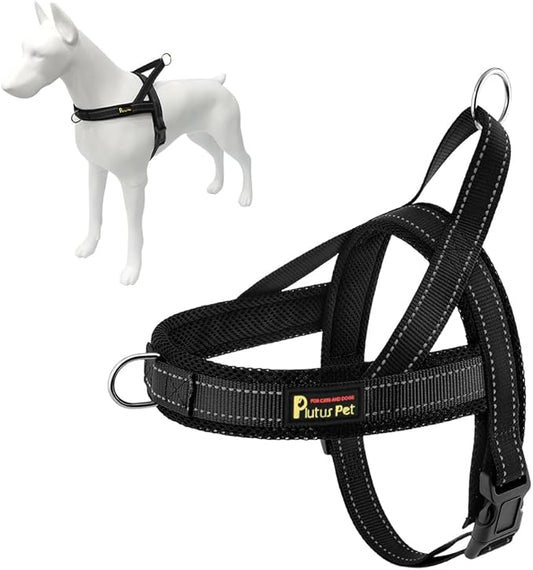 Plutus Pet No Pull Dog Harness for Puppy Small Dogs, Breathable Mesh Padded | Adjustable Reflective with Handle, Escape Proof, Quick Fit Pet Vest, Front Clip, for Training and Walking, Black, XS