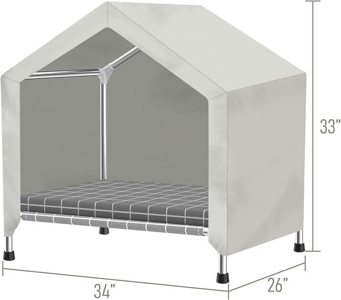 Elevated Dog House with Cushion, Stainless Steel Dog Tent, Medium Dogs | Sturdy Stainless Steel Frame, Waterproof Dog Shelter for Medium Dogs and Cats, Easy to Clean, Indoor and Outdoor Use