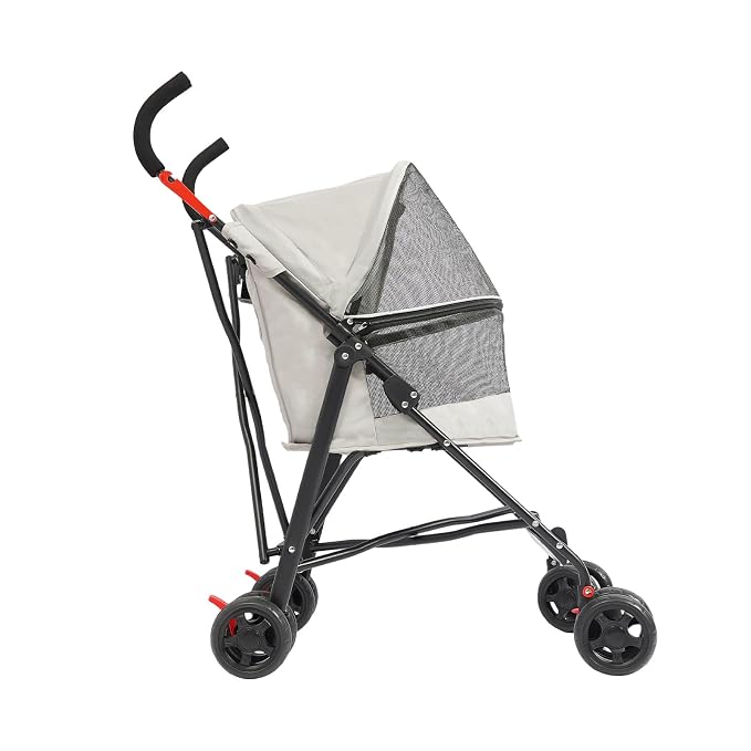 Pet Stroller for Small Medium Dogs Cats up to 22 lbs, Lightweight Foldable Dog Stroller with 360° Wheels & Brakes, Safety Tether, Breathable Mesh, Removable Washable Cushion