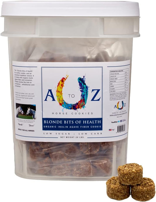 Horse Treats, Blonde Bits of Health, Low Carb/Sugar, A Softer Cookie, Wheat, Corn, Soy & Alfalfa Free, Made with Cinnamon & Agave, All Natural Ingredients, 20 lb