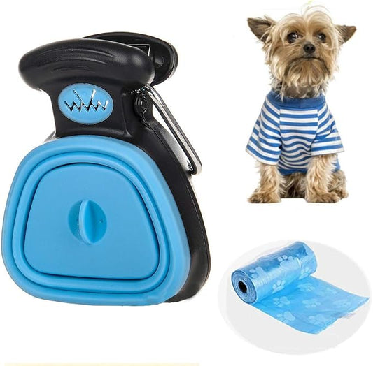 Dog Pooper Scooper, Portable Dog Poop Scooper with Waste Bags for Large & Small Dogs,Heavy Duty Dog Waste Cleaner,Dog Waste Pick Up,Easy to Use for Grass, Dirt, Gravel,Blue,M