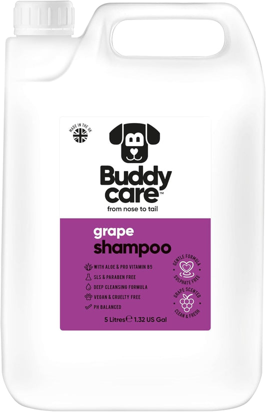 Grape Dog Shampoo by Buddycare | Deep Cleansing Shampoo for Dogs | Fresh Scented | with Aloe Vera and Pro Vitamin B5 (169.07oz)