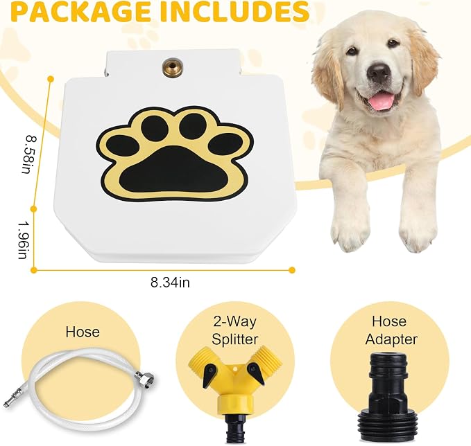 Dog Water Fountain Step On, Outdoor Paw Activated Water Fountain for Dogs, Paw Activated Drinking Water Toy with Hose for Fresh Water, Upgrade Copper Valve Set(White) (White-New)