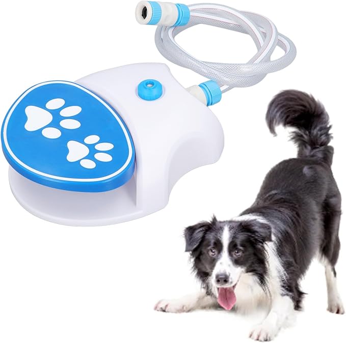 Dog Water Fountain Step On, Activated Drinking Pet Dispenser, Outdoor Dog Sprinkler with Long Hose for Large Dogs Play Summer Outside, Easy to Use