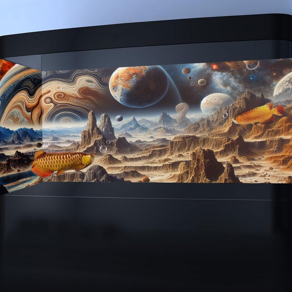 72X18IN Cosmic Spaceterrarium Background, Cool Parallel Space Themed Aquarium Reptile Habitat Background, Aquarium Background with 10EVA Double-Sided Tape