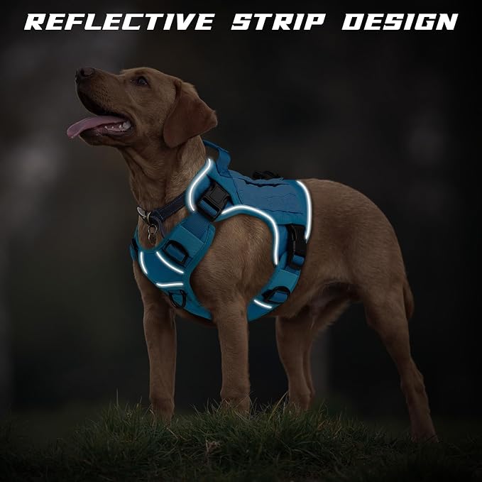 WINGOIN Blue Tactical Dog Harness for Large Dogs,No Pull Dog Harnesses | Heavy Duty with Handle,Adjustable Reflective,Military K9 Style,Big Size Pet Vest,for German Shepherd,for Walking Hunting