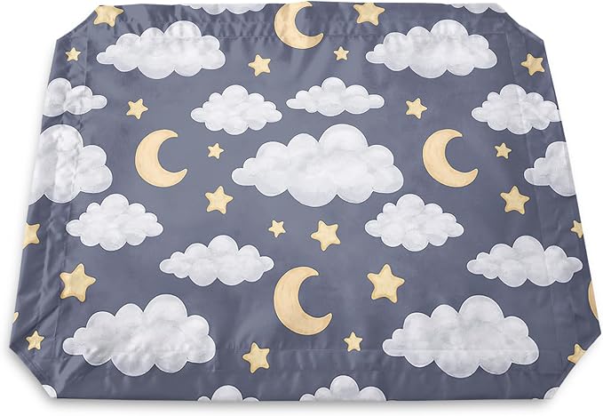 Black Night Cloud Moon Pattern Orthopedic Elevated Dog Pet Bed(35"X25"X8"),with Metal Frame,Breathable Waterproof Dog Kennel,Sleeping Bed for Small Medium Large Dogs Cats,for Home,Outdoor Use