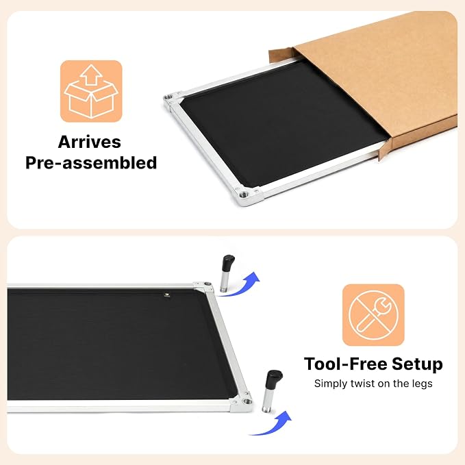 Veehoo Chew Proof Elevated Dog Bed, Silver Aluminum Dog Cot, Pre-Assembled | Cooling Raised Dog Bed for Small Medium Dogs, Indestructible Dog Bed for Crate, Breathbale, Non-Slip Feet, Indoor Outdoor
