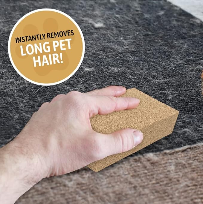 Pet Sponge Hair Lifter 3 Pack Remove Dog, Cat and Other Pet Hair from Furniture, Carpet, Bedding and Clothing - 3 Sponges All Natural Latex Rubber, Made in The USA