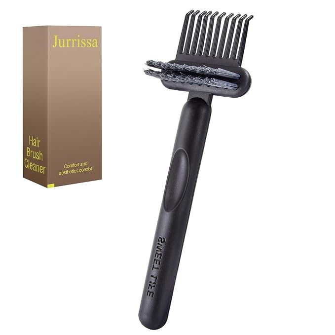 Hair Brush Comb Cleaning Tool Comb,2-in-1 Hair Brush Cleaner Tool, Portable Remover Rake for Removing Hair Dust, Home and Salon Use (Black)