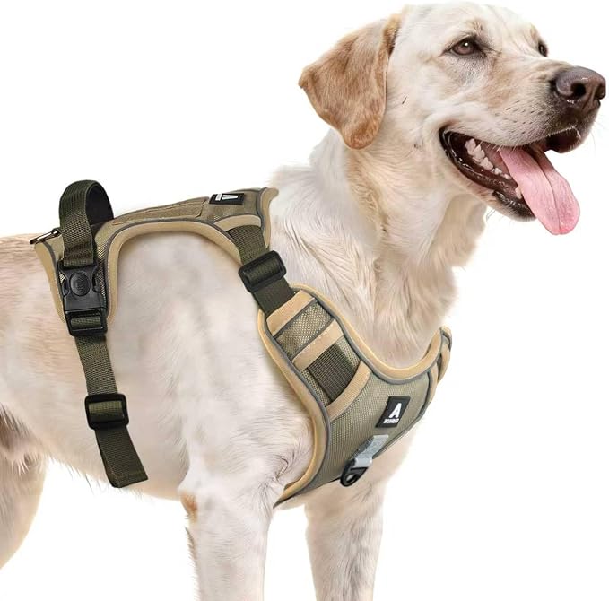 Twoear No Pull Dog Harness for Medium Dog, Lightweight Tactical Dog Harness | Top Handle, Reflective, Breathable, Easy Buckles, Dual Clips, Easy to Put on & Take Off, Dog Vest for Walking Hiking Training