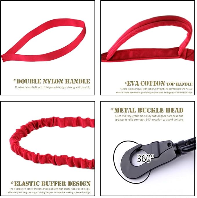 Tactical Dog Collar and Leash Set for Large Dogs with Control Handle,Red | 1000D Heavy-Duty Nylon Fabric,Quick-Release Metal Buckle,Adjustable Fit,Soft-Padded Webbing,D-Ring,for Training & Hiking,S