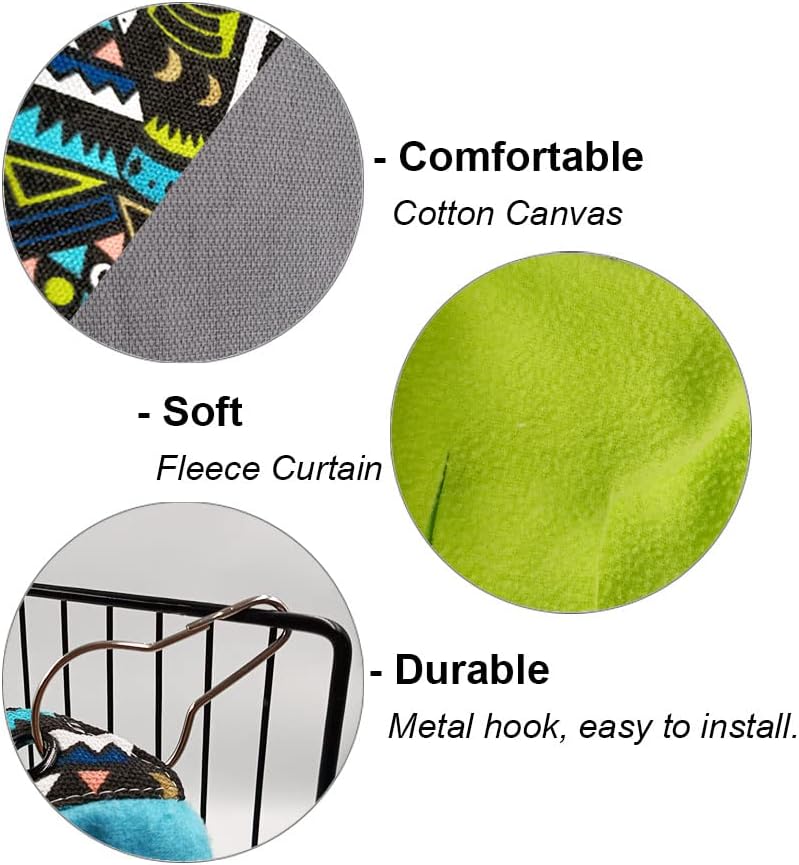 RIOUSSI Guinea Pig Hideout Hideaway Corner Fleece Toys Cage Accessories with Reversible Sides, Geo/Gray+Green, 2 Pack