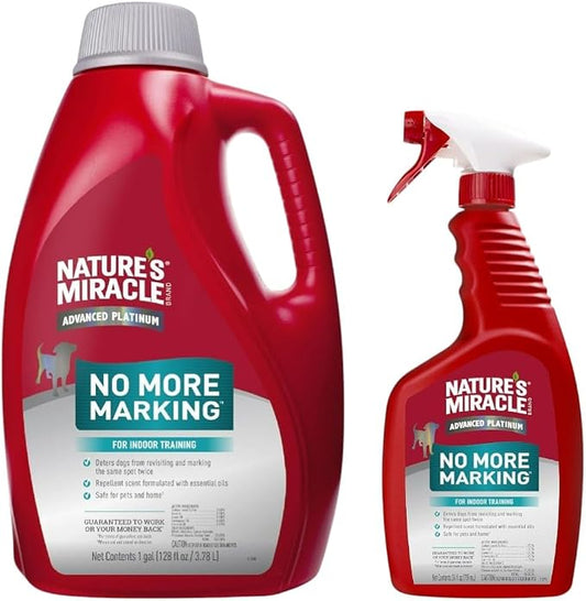 Nature's Miracle Advanced Platinum No More Marking Bundle Advanced Platinum No More Marking 128oz Bottle & 24oz Sprayer. Helps Discourage Repetitive Pet Marking