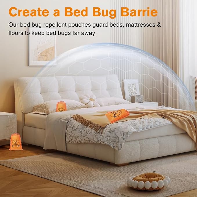 15 Pack Powerful Bed Bug Repellent Pouches, Natural Bed Bug Deterrent Safe for Kids & Pets, Mess-Free Alternative to Bed Bug Spray & Bed Bug Killer for Indoor Home Use, 30 Days Long-Lasting Protection