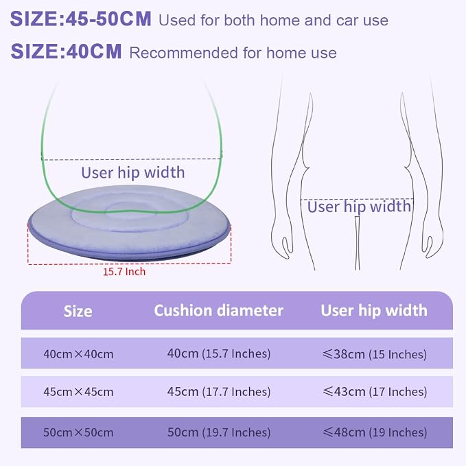 Swivel Seat Cushion 360 Degree Rotating Seat Cushion Light Weight Portable Pivot Disc Pad for Elderly, Pregnant Woman, Swivel Car Seat. Easy Turning from Bed to Wheelchair or Chair-17.7"X17.7"