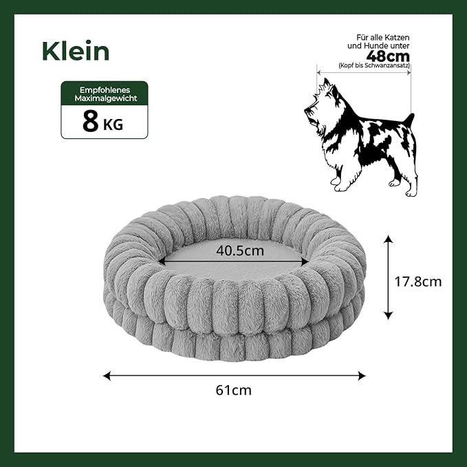 BALANCE Luxury Donut Dog Bed, 24 Inches Round Dog Beds for Small Dogs Washable, Orthopedic Calming Pet Bed for Puppy and Cats with Anti-Slip Bottom (Gray)