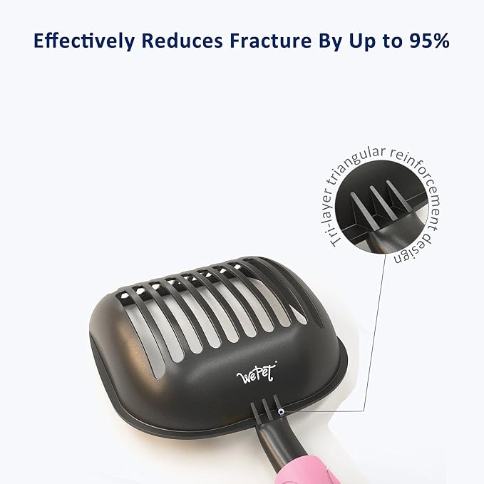 Cat Litter Scoop, Non-Stick Plated Aluminum Alloy Sifter, Kitty Durable Metal Scooper, Deep Shovel, Long Handle, Kitten Pooper Lifter, Size Large, Coated Black Body with Pink Handle