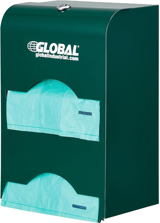 Global Industrial Pet Waste Station with Tie-Handle Waste Bags, Green