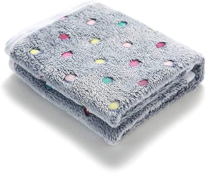 1 Pack 3 Blankets Super Soft Cute Dot Pattern Pet Blanket Flannel Throw for Dog Puppy Cat Blue/Purple/Grey Large