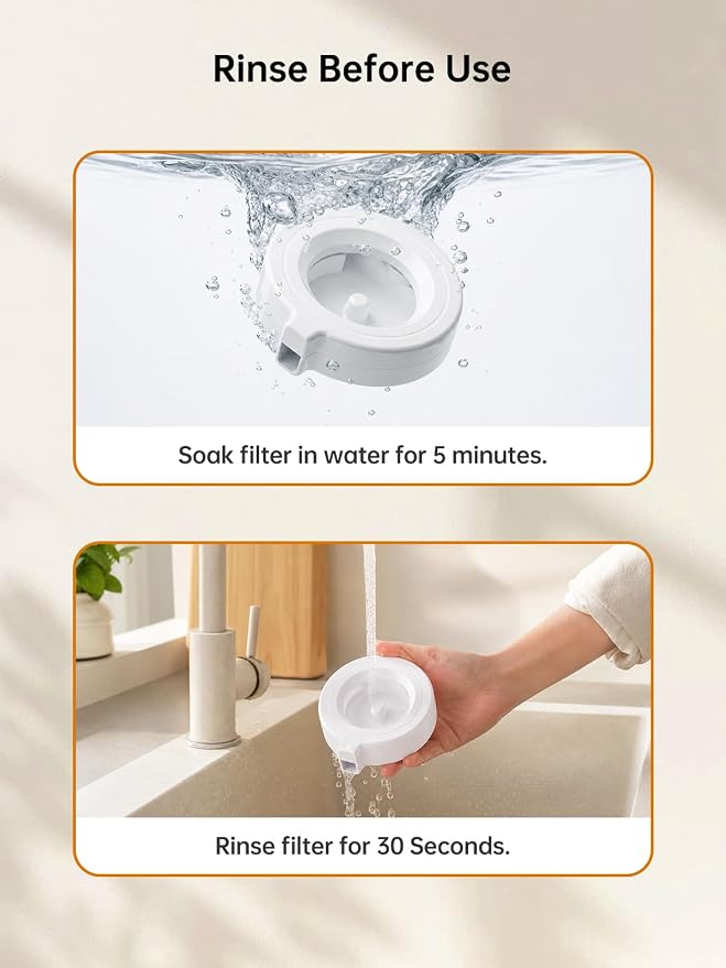 Pet Water Dispenser Replacement Filter, Filters for 3L/3.6L/4.6L/6L/8L Gravity Automatic Dog Water Fountain, Auto-Refill Pet Waterer Filter Replacement, 8 Filters with 1 Brush