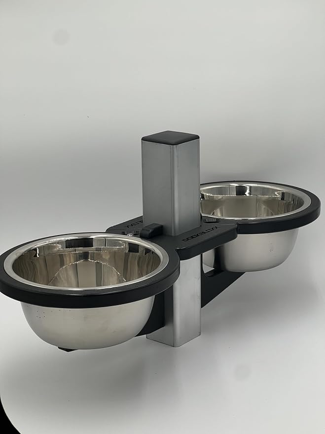 Dock Mounted Dog Bowl & Holder – Includes 2 Bowls-UV & Rust-Resistant, Marine-Grade, Easy No-Drill Installation, Made in The USA- Fits a 2.5" Square Post