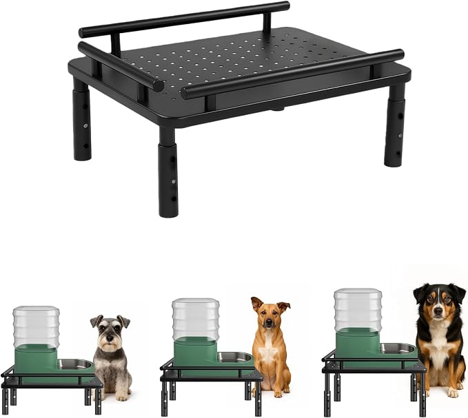 Dog Water Dispenser Stand, Metal Raised Holder for Pet Automatic Feeders, Height Adjustable Elevated Stand for Pet Feeders, Suitable for Cats, Small & Medium Dogs [Stand Only]