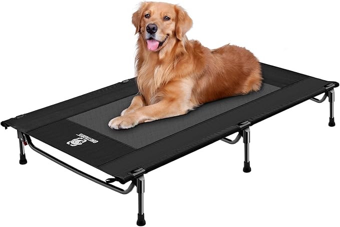 ONETIGRIS Elevated Dog Bed for Large Dogs, Outdoor Dogs Cod Large Raised Dog Bed with Chew Proof Mesh, No-Slip Portable Bed for Indoor & Outdoor Portable