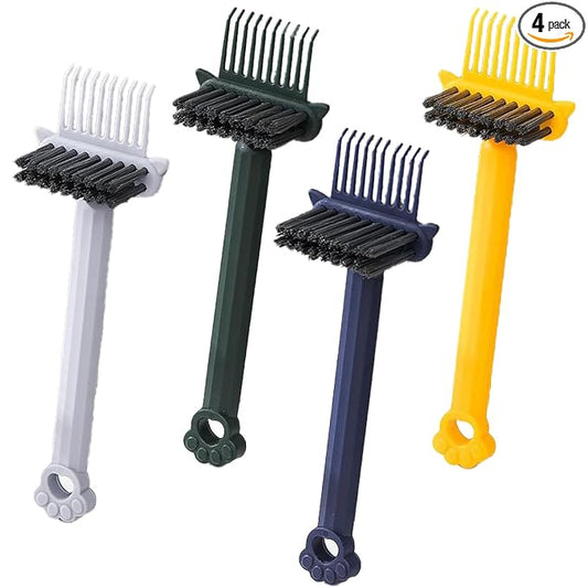 4pcs brush cleaning tools, comb cleaning brush cleaner, portable comb cleaner for men's and women's family travel salons to remove hair and dust (black, green, gray, yellow)