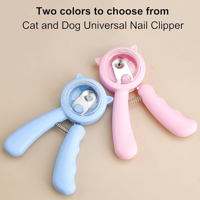 Anti-Splash Pet Nail Clippers and Trimmer Set Professional Stainless Steel Dog & Cat Nail Clippers with Safety Guard, Nail File, and Non-Slip Handle for Safe, Painless Grooming at Home, Pink