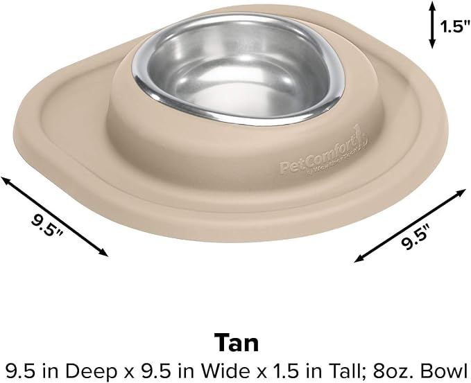 WeatherTech Single Low Pet Feeding System - Heavy-Duty Dog & Cat Food/Water Bowl - 8 oz (1 Cup) Tan (SL0801TN)