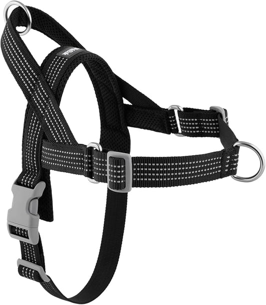 No Pull Dog Harness with Handle, Adjustable Soft Mesh Padded Vest | Reflective Walking Harness with Front Clip for Small Medium Large Dogs, Quick Fit No Escape for Training, Black, XL
