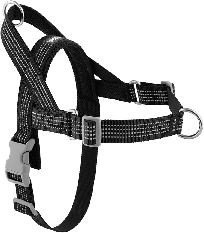 No Pull Dog Harness with Handle, Adjustable Soft Mesh Padded Vest | Reflective Walking Harness with Front Clip for Small Medium Large Dogs, Quick Fit No Escape for Training, Black, XS