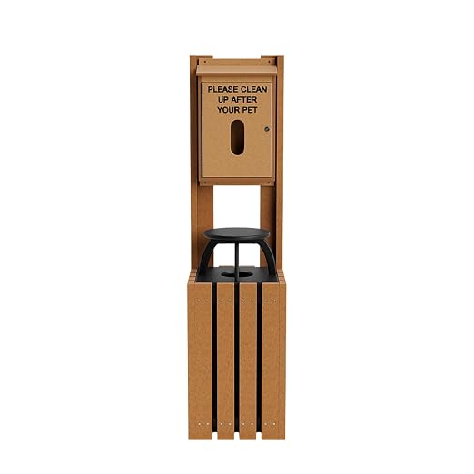 Pet Waste Station for Dog Parks, Trails & Public Spaces | Made of Highly Durable Recycled Wood | Weatherproof with Lock Box and Rain Cover - Cedar
