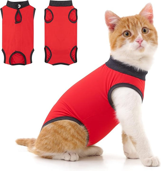 Coppthinktu Cat Recovery Suit for Abdominal Wounds or Skin Diseases, Cat Onesie for Cats After Surgery Female Kitten Recovery Suit, Breathable E-Collar Alternative After Spay Anti Licking