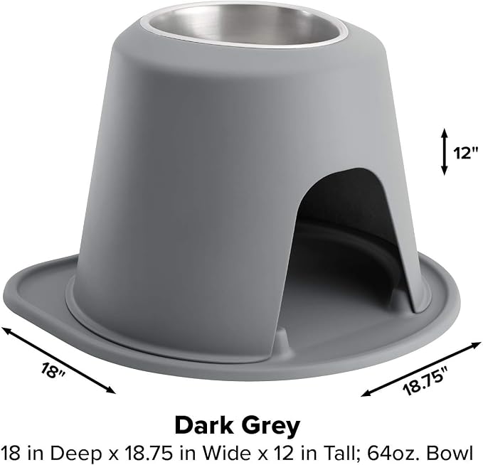 WeatherTech Single High Pet Feeding System - Raised Dog/Cat Bowl - 12" High Stand Dark Grey (SH6412DGDG)